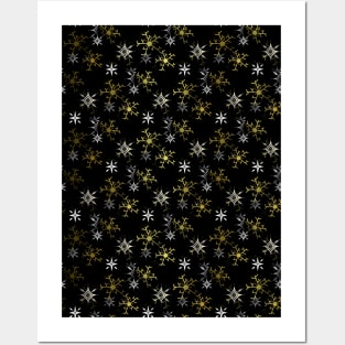 TOUCH Of Gold Snowflakes Pattern Posters and Art